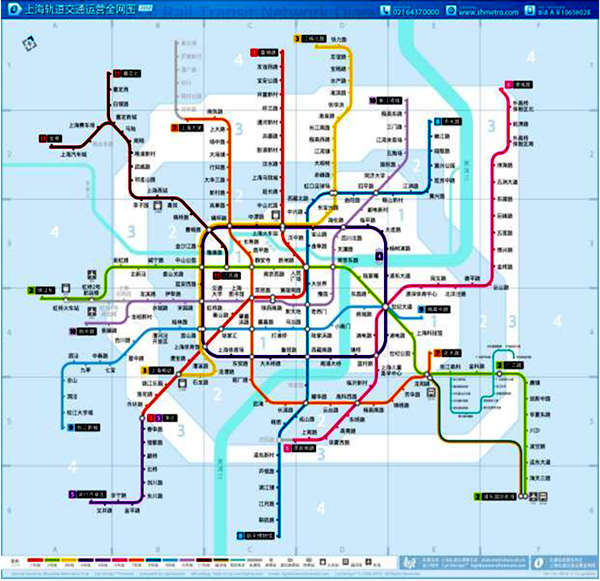 2010年时的上海地铁线路图